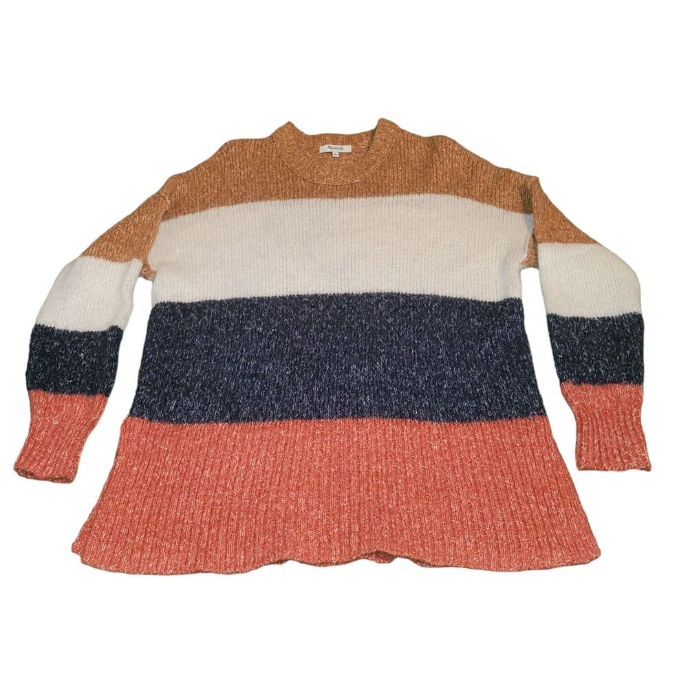 Madewell Women's Striped Baxter‎ Sweater Tunic Oversized Size Small Alpaca Blend